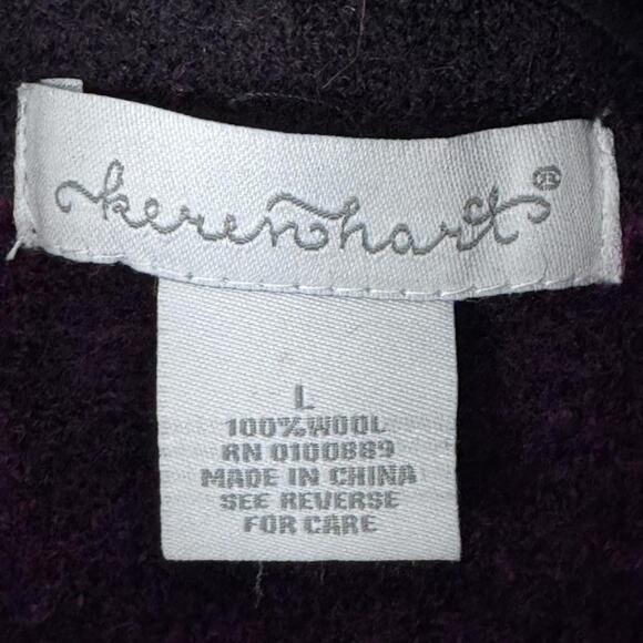 Keren Hart Coat Womens Large Red Black Buffalo Plaid Wool Peacoat Stand Collar - Picture 12 of 13